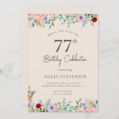 Invitation Fleur sauvage Rustique Boho 77e anniversaire Simpl (Devant / Derrière)