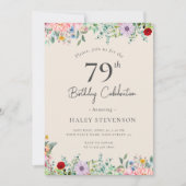 Invitation Fleur sauvage Rustique Boho 79e anniversaire Simpl (Devant)