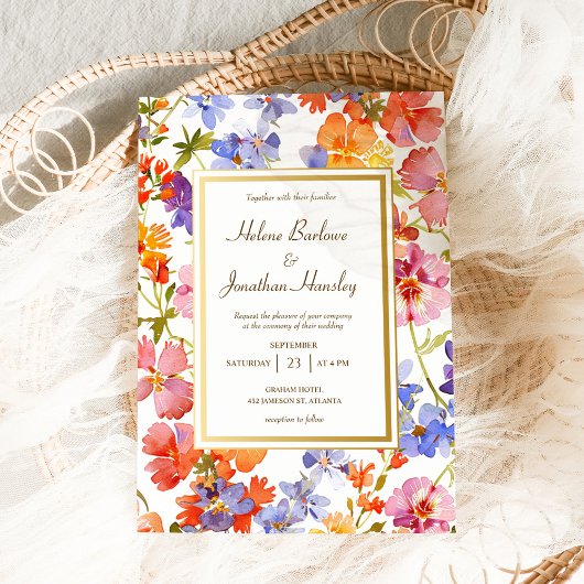 Invitation Fleur sauvage Rustique Boho Floral Élégant Mariage