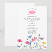 Invitation Fleur sauvage rustique Boho Graduation Party (Devant / Derrière)