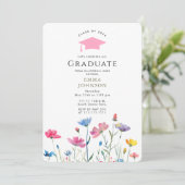 Invitation Fleur sauvage rustique Boho Graduation Party (Debout devant)