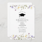 Invitation Fleur sauvage rustique Boho Graduation Party (Devant / Derrière)
