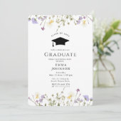 Invitation Fleur sauvage rustique Boho Graduation Party (Debout devant)
