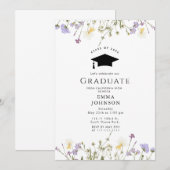 Invitation Fleur sauvage rustique Boho Graduation Party (Devant / Derrière)