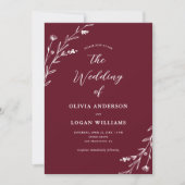 Invitation Fleur sauvage rustique Bourgogne Boho Mariage (Devant)