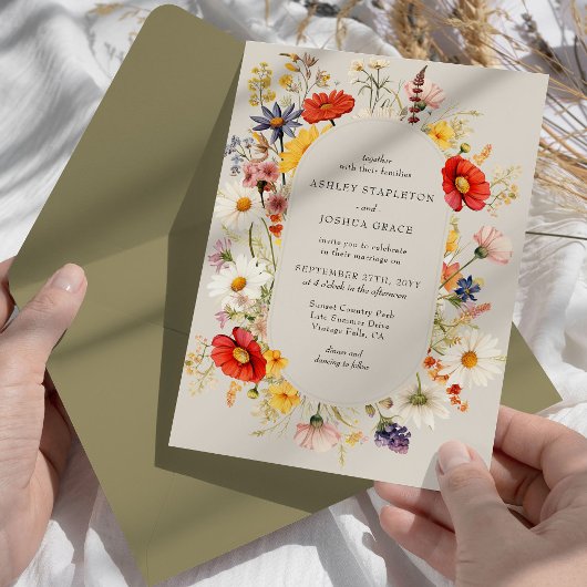 Invitation Fleur sauvage rustique Élégant Mariage floral