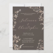 Invitation Fleur sauvage rustique élégant Mocha Script Mariag (Devant)
