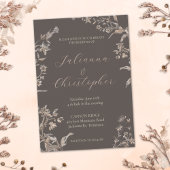 Invitation Fleur sauvage rustique élégant Mocha Script Mariag