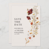 Invitation Fleur sauvage Rustique Enregistrer La Date (Devant / Derrière)
