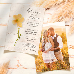 Invitation Fleur sauvage rustique habillé Boho Mariage photo