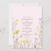 Invitation Fleur sauvage rustique Jardin rose Mariage (Devant)