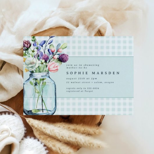 Invitation Fleur sauvage rustique Mason Jar Baby shower de pi