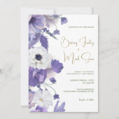 Invitation Fleur sauvage rustique Mauve Purple Mariage (Devant)