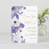 Invitation Fleur sauvage rustique Mauve Purple Mariage (Debout devant)