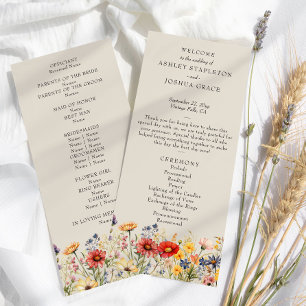 Invitation Fleur sauvage rustique Neutral Floral Wedding Prog
