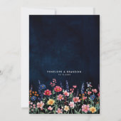 Invitation Fleur sauvage Rustique Pays Boho Floral Marine Mar (Dos)