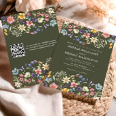 Invitation Fleur sauvage Rustique Pays Vert Mariage QR Code