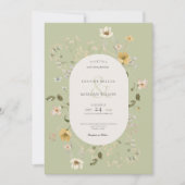 Invitation Fleur sauvage rustique Sage Green (Devant)