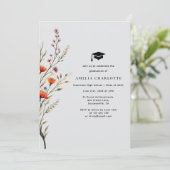 Invitation Fleur sauvage rustique Simple Graduation Party (Debout devant)