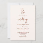 Invitation Fleur sauvage rustique Terracotta Boho Mariage (Devant)