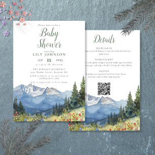 Invitation Fleur sauvage Rustique Tout en un Baby shower