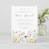Invitation Fleur sauvage rustique tout en un Mariage (Debout devant)