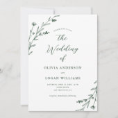 Invitation Fleur sauvage Rustique vert foncé Boho Mariage (Devant)