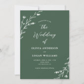 Invitation Fleur sauvage Rustique vert foncé Boho Mariage (Devant)
