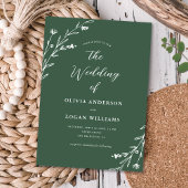 Invitation Fleur sauvage Rustique vert foncé Boho Mariage