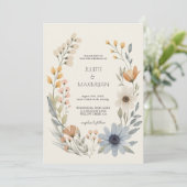 Invitation Fleur sauvage rustique Wreath Garden Mariage (Debout devant)