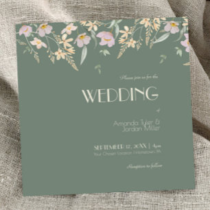 Invitation Fleur sauvage Sage Deco Carré Mariage