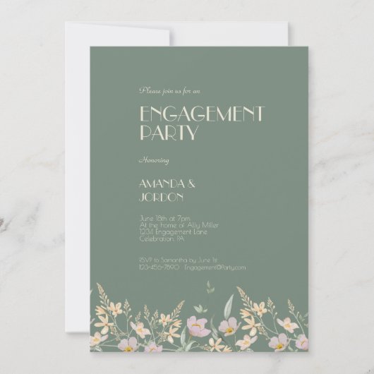Invitation Fleur sauvage Sage Deco Mariage (Devant)