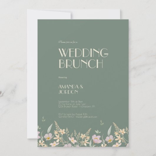 Invitation Fleur sauvage Sage Deco Mariage Brunch (Devant)