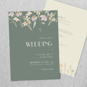 Invitation Fleur sauvage Sage Déco Tout en un Mariage