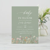 Invitation Fleur sauvage Sage Green Baby dans le Baby shower (Debout devant)