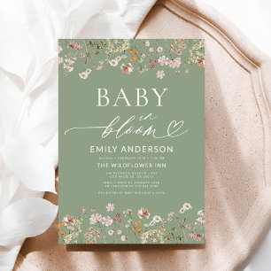 Invitation Fleur sauvage Sage Green Baby dans le Baby shower