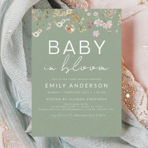 Invitation Fleur sauvage Sage Green Baby dans le Baby shower