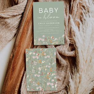 Invitation Fleur sauvage Sage Green Baby dans le Baby shower