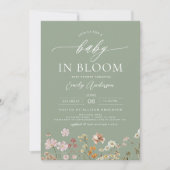 Invitation Fleur sauvage Sage Green Baby dans le Baby shower (Devant)