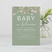 Invitation Fleur sauvage Sage Green Baby dans le Baby shower (Debout devant)