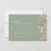 Invitation Fleur sauvage Sage Green Boho Garden Mariage RSVP (Devant)