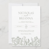 Invitation Fleur sauvage Sage Green Boho Mariage Monogramme (Devant)