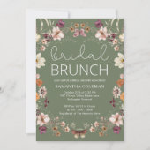 Invitation Fleur sauvage Sage Green Bridal Brunch Fête des ma (Devant)