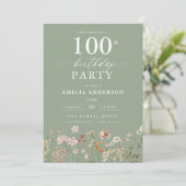 Invitation Fleur sauvage Sage Green Garden Floral 100e annive (Debout devant)