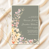 Invitation Fleur sauvage Sage Green Pastel Mariage