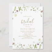 Invitation Fleur sauvage Sage Green Rustic Boho Fête des mari (Devant)