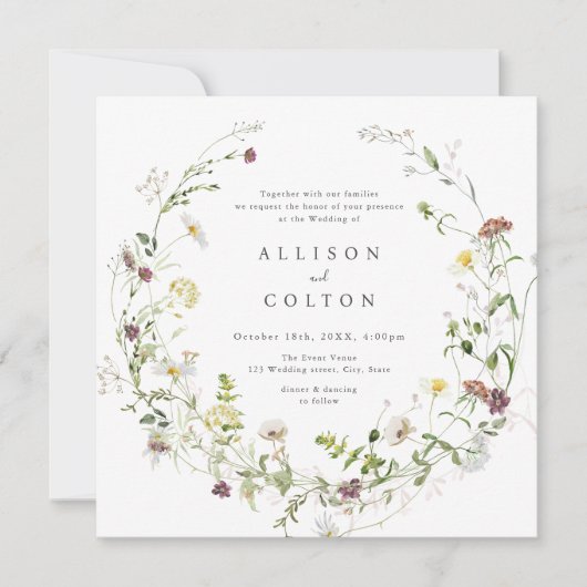 Invitation Fleur sauvage Sage Green Rustic Boho Mariage (Devant)