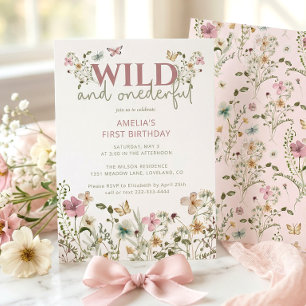 Invitation Fleur sauvage sauvage et impétueux 1er anniversair