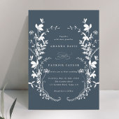 Invitation Fleur sauvage Silhouette couronne Mariage Marine b