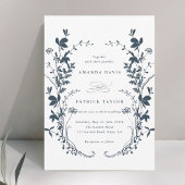 Invitation Fleur sauvage Silhouette couronne Mariage Marine b